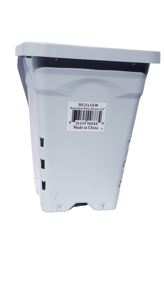 Pot - Square 5 x 5 x 7" White Active Aqua