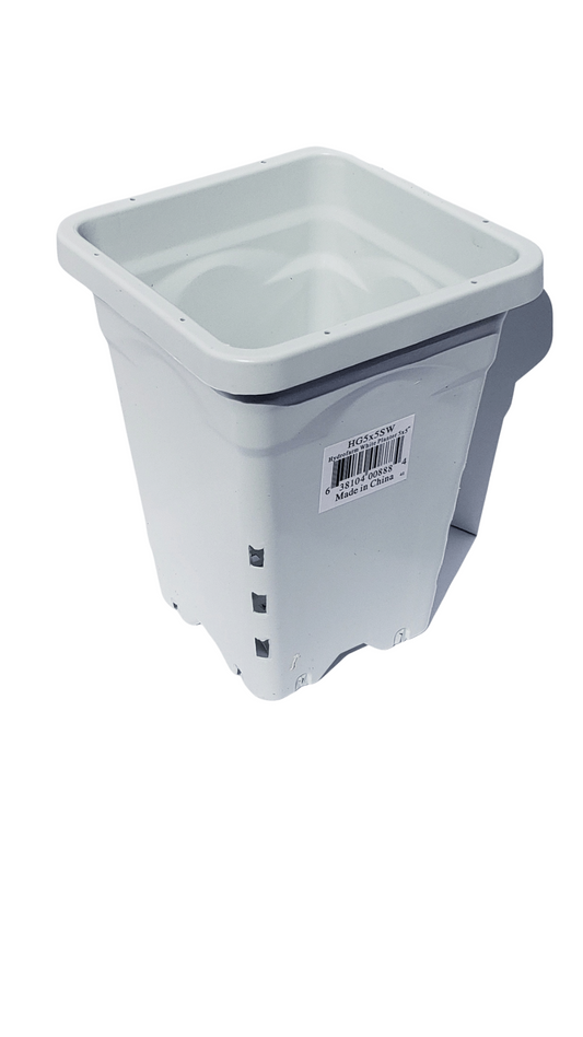 Pot - Square 5 x 5 x 7" White Active Aqua